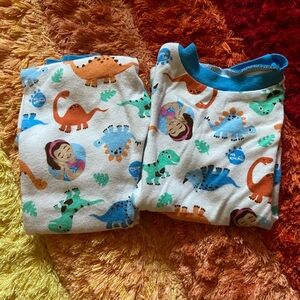 Rachel Kids Pajamas with Dinosaur Print - Blue and Orange